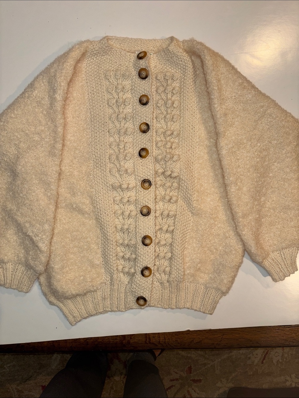 Astrakhan Knitwear 100% Wool
Ireland Cream Cable-Knit Button-Up cardigan Sweater